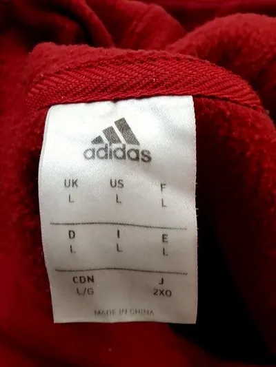 Adidas Kapuzenpullover Herren Gr. L Rot Hoodie Sportlich Logo