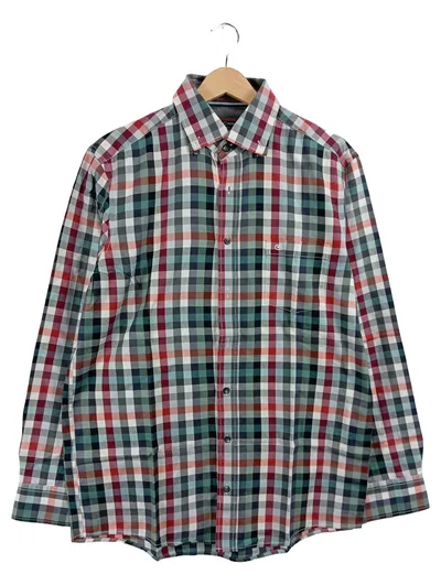 CASAMODA Freizeithemd Herren Gr. 48 M Kariert Mehrfarbig Langarm Casual
