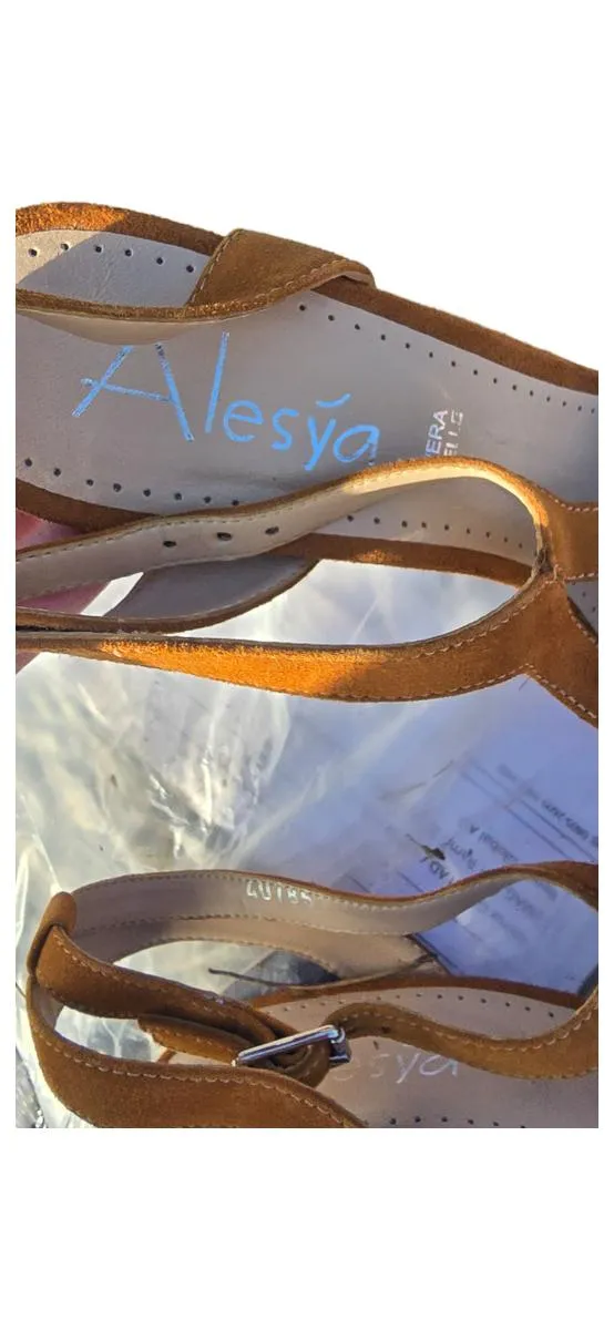 Alesya Damen Plateausandalen Gr 40 Braun Wildleder Sandaletten 12cm 4