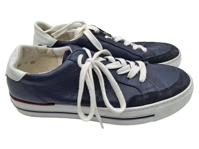 Paul Green Sneaker Low Damen Blau Leder Gr. 38 UK 5 Freizeitschuh