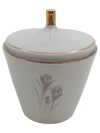 Tirschenreuth Zuckerdose Porzellan Weiß Blumendekor Goldrand Klassisch