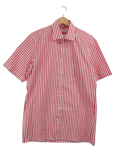 MARVELIS Freizeithemd Herren Kurzarm Rot Weiß Gestreift Gr. 40