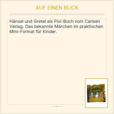 Hänsel und Gretel Carlsen Pixi Buch Kinderbuch Märchen