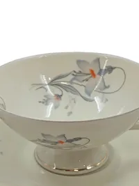 Arzberg Sammelgedeck 3-teilig Porzellan Weiß Blumenmuster Tasse Untertasse 3