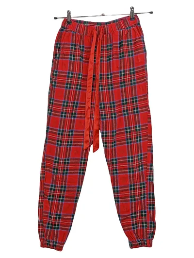 Hunkemöller Jogginghose Pyjamahose Damen Gr. 32 XXS Rot Kariert Baumwolle