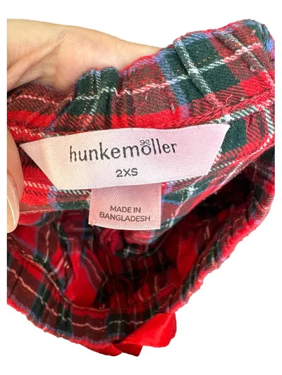 Hunkemöller Jogginghose Pyjamahose Damen Gr. 32 XXS Rot Kariert Baumwolle