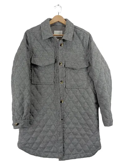 Object Damen Steppjacke Gr. 40/L Grau Wattiert Shacket Übergangsjacke