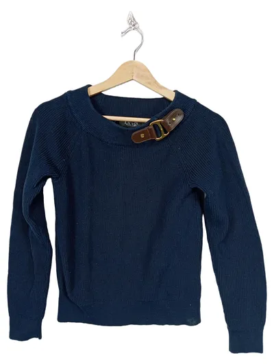 Lauren Ralph Lauren Damen Pullover Blau Gr. 36 S Schnallendetail Baumwolle