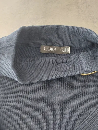 Lauren Ralph Lauren Damen Pullover Blau Gr. 36 S Schnallendetail Baumwolle