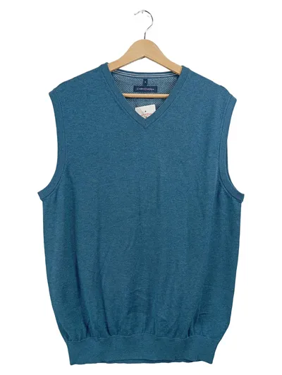 CASAMODA Herren Pullunder V-Ausschnitt Blau Gr. 48 M Pima Baumwolle