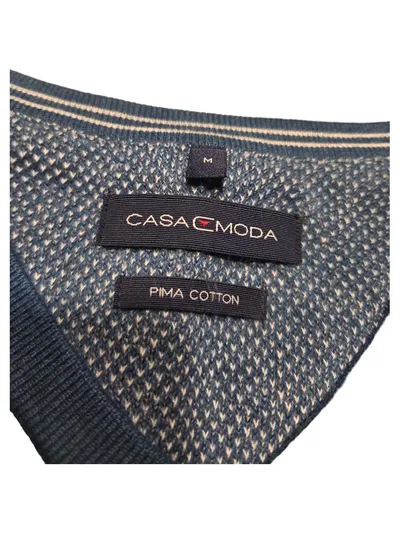 CASAMODA Herren Pullunder V-Ausschnitt Blau Gr. 48 M Pima Baumwolle