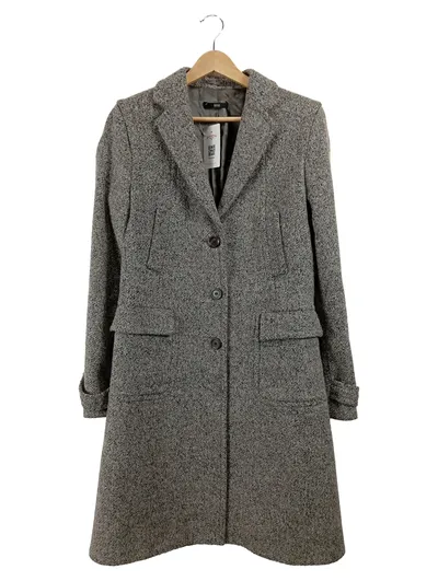 HUGO BOSS Damen Wollmantel Mantel Gr. 36 Grau Meliert Klassisch
