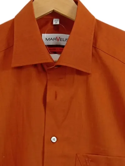 MARVELIS Business Hemd Herren Langarm Orange Gr. 39 Bügelfrei