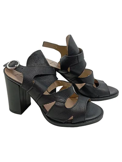Alesya Damen Sandalen Schwarz Gr. 35 Leder Elegant Blockabsatz