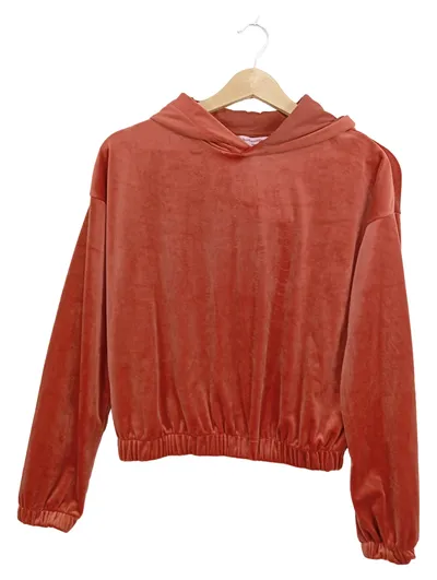 Hunkemöller Damen Kapuzenpullover Samt Hoodie Orange Gr. 32, XXS Casual