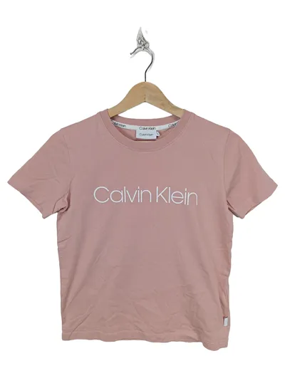 Calvin Klein Damen T-Shirt Logo Print Rosa Gr. 32/XXS Casual