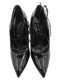 Alesya Damen Pumps High Heels Lackleder Schwarz Gr. 38 Schnürung Elegant 2