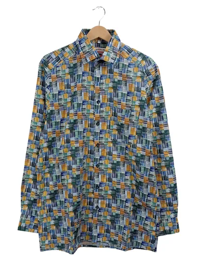 MARVELIS Business Hemd Herren Mehrfarbig Geometrisch Modern Fit Bügelfrei Gr. 40