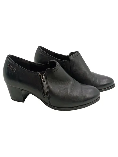 Tamaris Stiefelette Damen Schwarz Leder Duo-Tex Gr. 37 Absatz 6 cm