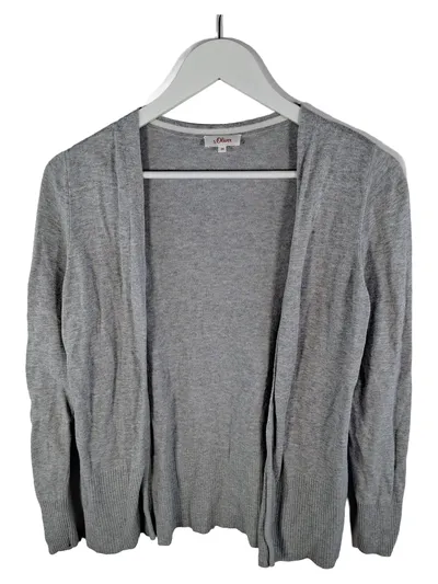 s.Oliver Damen Strickjacke Cardigan Gr. 34/XS Grau Meliert Basic