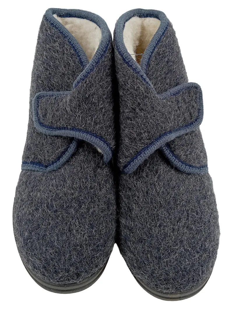 Rohde Damen Hausschuhe Filz Hausschuh Stiefel Grau Gr. 38 Klettverschluss 2