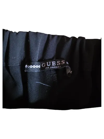 GUESS Damen Stoffhose Schwarz Gr. 38 W29 M Elegant Strasssteine