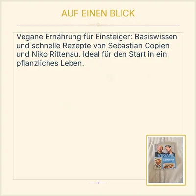 Vegane Ernährung für Einsteiger Kochbuch Sebastian Copien Niko Rittenau DK