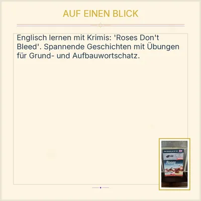 Roses Don't Bleed Englisch lernen mit Krimis Einer Sprache auf der Spur Buch