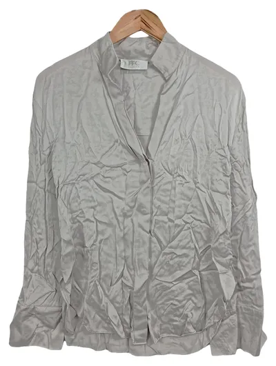 FFC Bluse Damen Grau Gr. 34 XS Elegant Langarm Viskose Oberteil Shirt