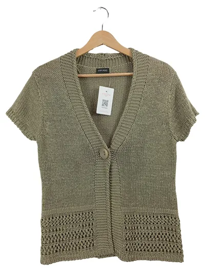 Gerry Weber Strickjacke Damen Kurzarm Oliv Gr. 40 L Lochmuster Casual