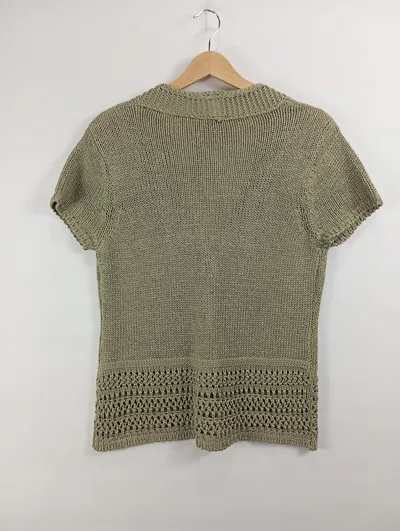Gerry Weber Strickjacke Damen Kurzarm Oliv Gr. 40 L Lochmuster Casual