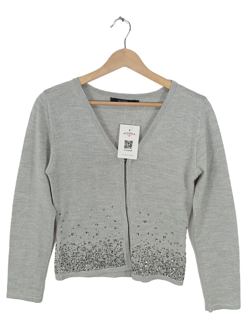 Hallhuber Strickjacke Grau Gr. 38 M Pailletten Elegant Festlich 1