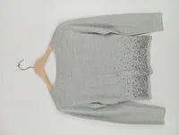 Hallhuber Strickjacke Grau Gr. 38 M Pailletten Elegant Festlich 2