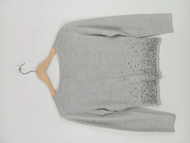 Hallhuber Strickjacke Grau Gr. 38 M Pailletten Elegant Festlich 2
