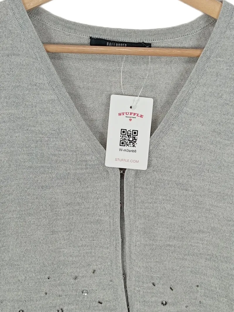 Hallhuber Strickjacke Grau Gr. 38 M Pailletten Elegant Festlich 3