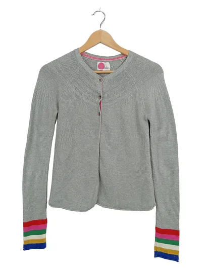 Mini Boden Strickjacke Mädchen Gr. 152 Grau Regenbogen Baumwolle Kaschmir