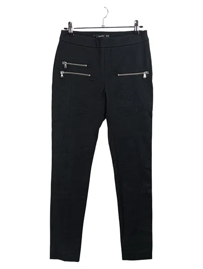 Hallhuber Stoffhose Damen Schwarz Gr. 36 W28 S Reißverschluss-Details Casual