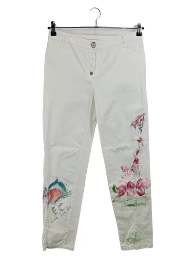 Elisa Cavaletti Damen Stoffhose Weiß Gr. 40 W31 L28 Floral Casual