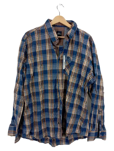 Engbers Herren Karohemd Regular Fit Langarm Blau Braun Gr. XL