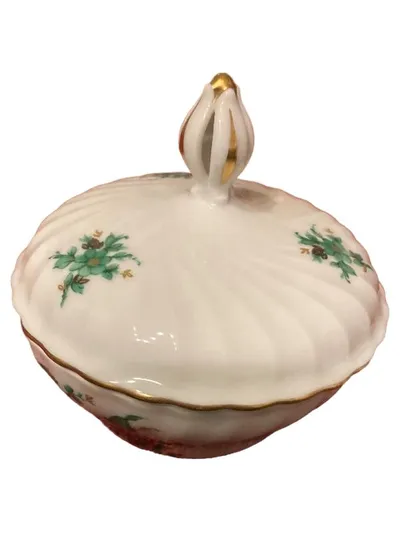 Royal Tettau Zuckerdose Porzellan Klassisch Blumen Florales Muster Weiß