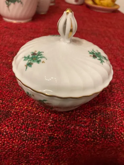 Royal Tettau Zuckerdose Porzellan Klassisch Blumen Florales Muster Weiß
