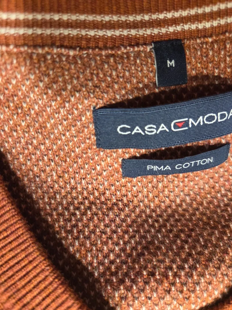 CASAMODA Herren Pullover Gr. 48 M Orange V-Ausschnitt Baumwolle Basic 3