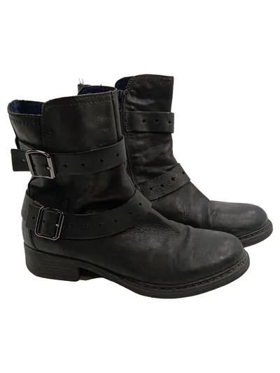 Tamaris Damen Biker Boots Stiefeletten Schwarz Gr. 37 Leder
