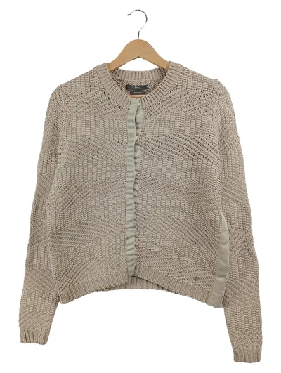 BRAX Strickjacke Damen Beige Gr. 38 M Casual Strukturmuster Baumwolle