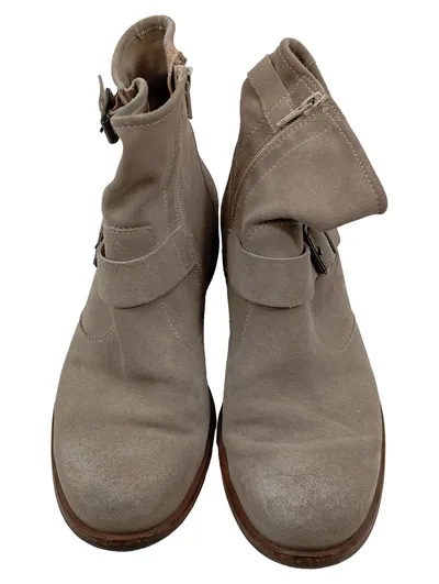 Paul Green Damen Stiefelette Beige Wildleder Biker Boots Gr. 37.5