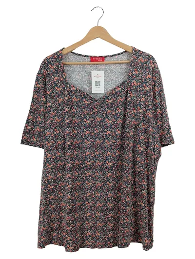 Thea 42+ / THEA PLUS Damen T-Shirt Gr. 52 Mehrfarbig Blumenmuster Kurzarm