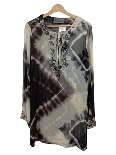 AllSaints Tunikakleid Gr. 38 M Mehrfarbig Seide Perlenstickerei Bohemian