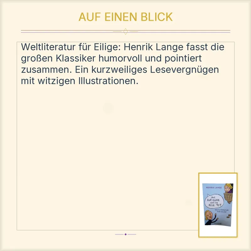 Und am Ende sind sie alle tot Henrik Lange Weltliteratur für Eilige Droemer 2