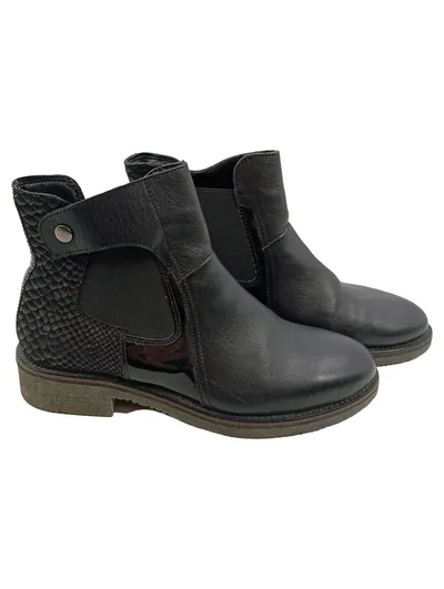 Caprice Damen Stiefelette Chelsea Boots Schwarz Gr 37 Leder Tierdruck
