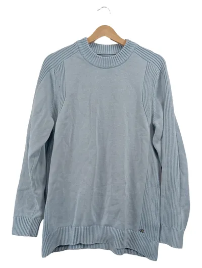 Engbers Herren Pullover Gr. 50, L Blau Rundhals Strickpullover 100% Baumwolle